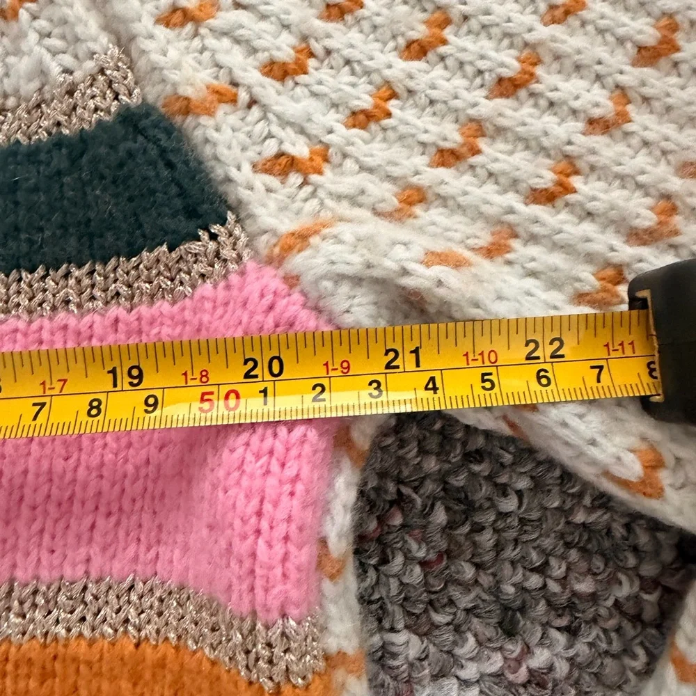 Madewell Women's Sweater with Pink, Gold, and Green Stripes Merino Wool & Alpaca - Picture 5 of 11